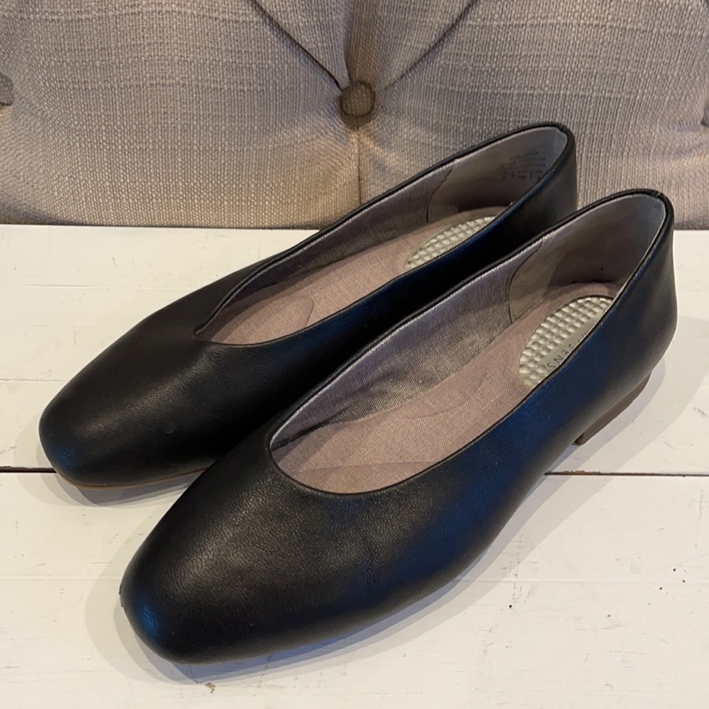 Com+sens Black Leather Delidda Ballet Flat - Picture 3 of 8